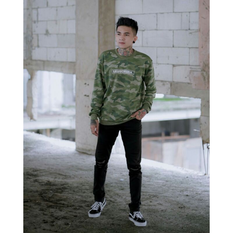 Sweater Hoodie Salviohexia Loreng Camo Jaket Pria Slvhx