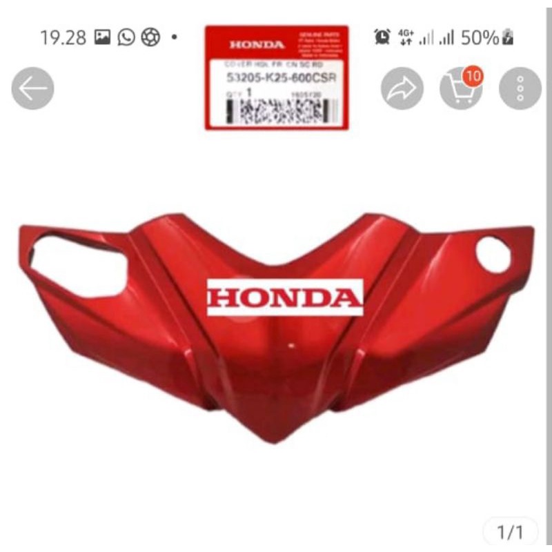 53205-K25-600CSR batok depan cover handle fr beat fi esp merah 2013-2014 asli honda kodepart