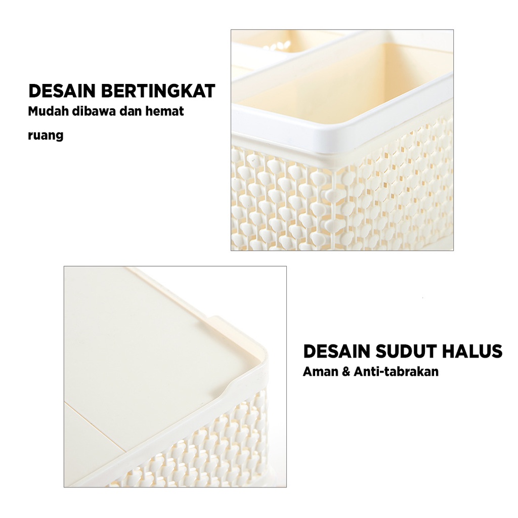 Storage basket 4 sekat 3 warna | Rak Meja Kantor Organizer | Serbaguna