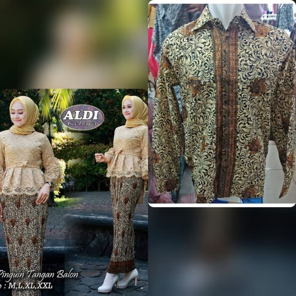 couple kebaya brukat pinguin balon dan hem panjang trend