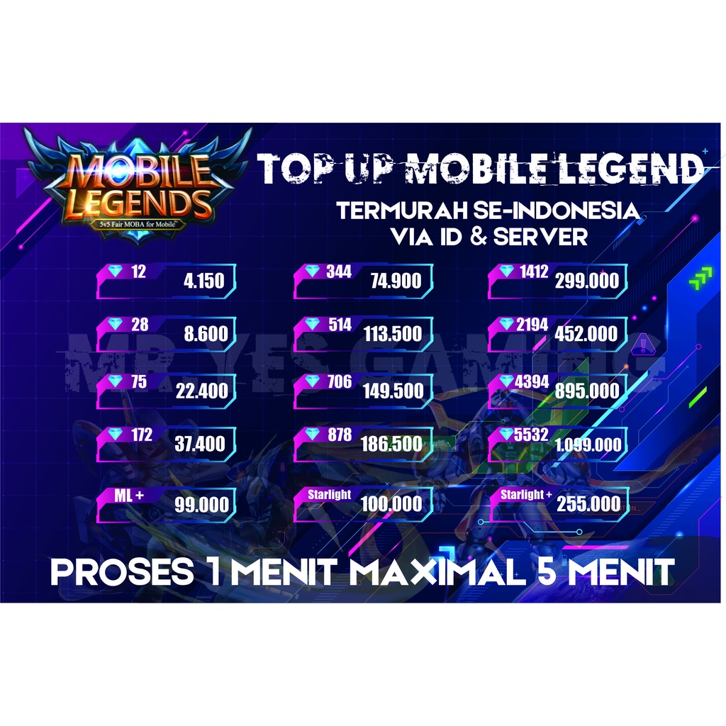 Jual TOP UP MOBILE LEGEND TERMURAH TOP UP ML TOP UP MLBB DIAMOND MURAH DIAMOND ML