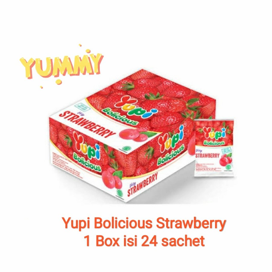 

yupi bolicious strawberry box | isi 24 pcs