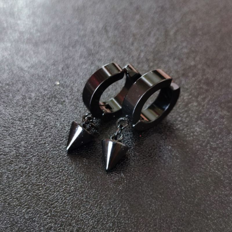 1pcs anting pria wanita stainless steel warna hitam