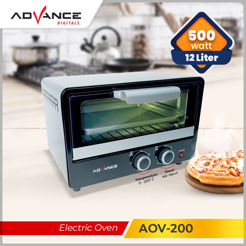 【Garansi 1 Tahun】ADVANCE Electric Oven (Oven Listrik) AOV-200 Kapasitas 12L  Low Watt Baru Garansi Resmi 1 tahun