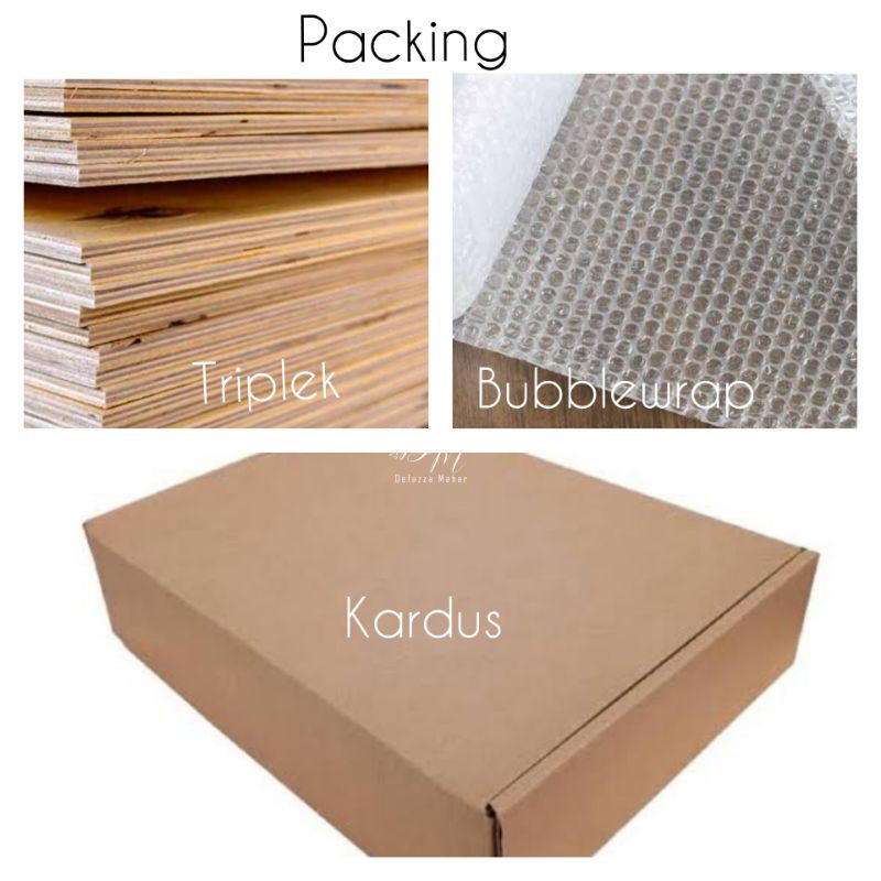 

Packing triplek + bubblewrap + kardus / packing pigura mahar