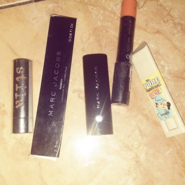 Set benefit primer,mj lipstik,stila lip balm,concealer mj