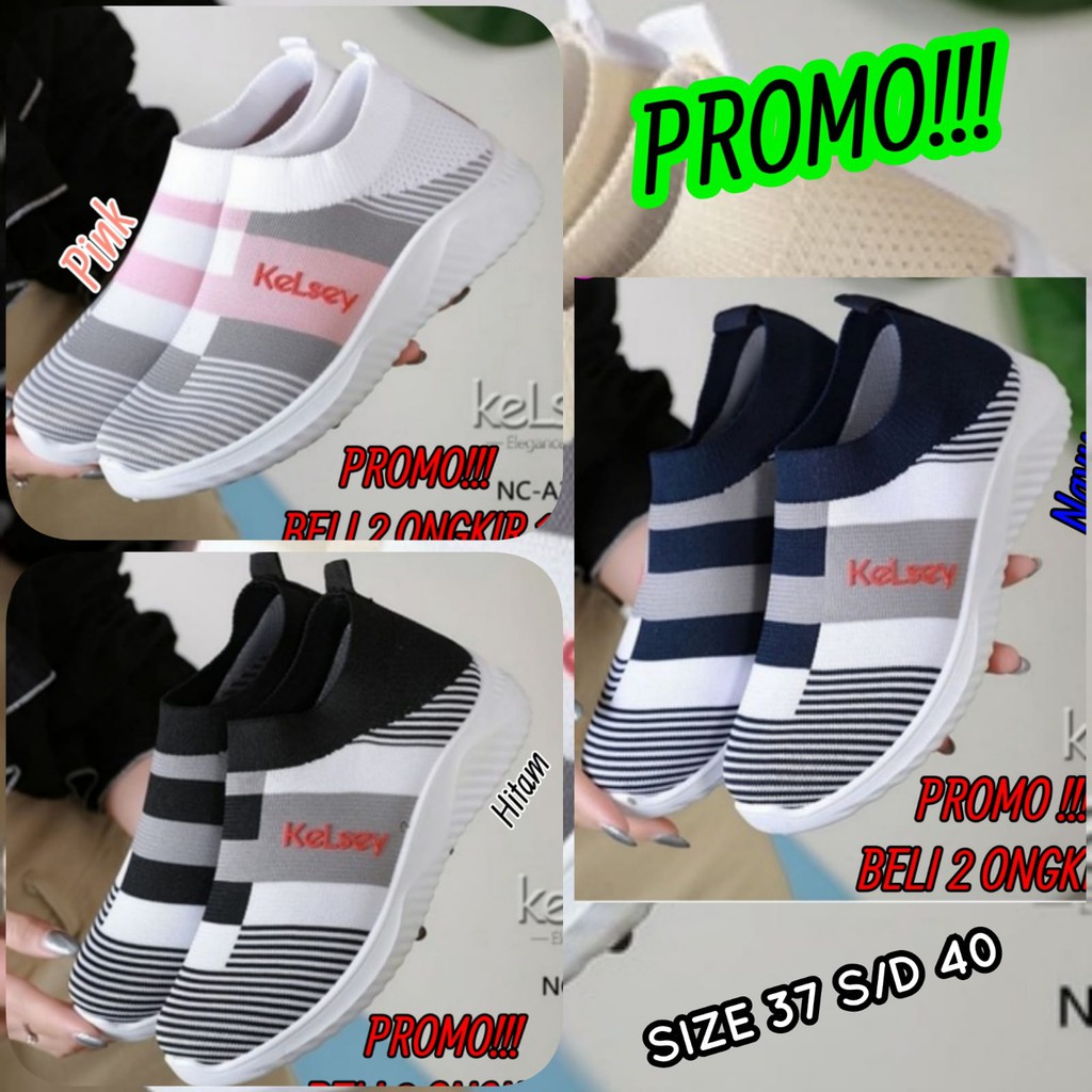 PROMO SALE !!! SEPATU WANITA SPORT TERBARU KESLEY GARIS WARNA