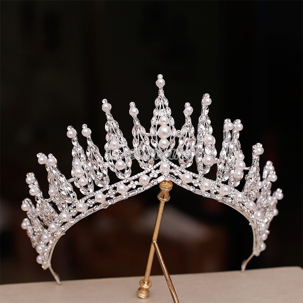 New Bridal Exquisite Rhinestone Pearl Crown Headband Hair Accessories and Makeup Princess Wedding Accessories