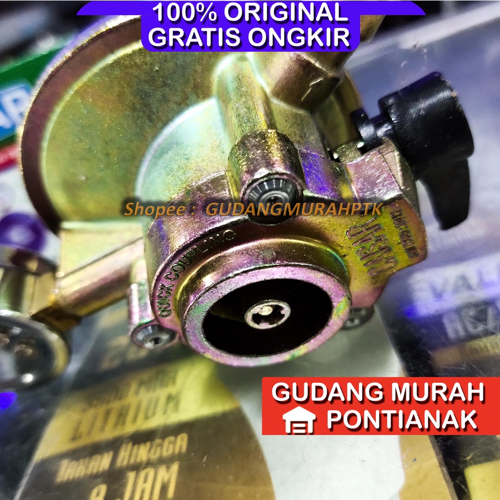 Regulator CAISAR Gas Quick Coupling Platinum Blue Regulator Anti bocor Full Besi pengunci tabung Kualitas bagus saingan starcam destec