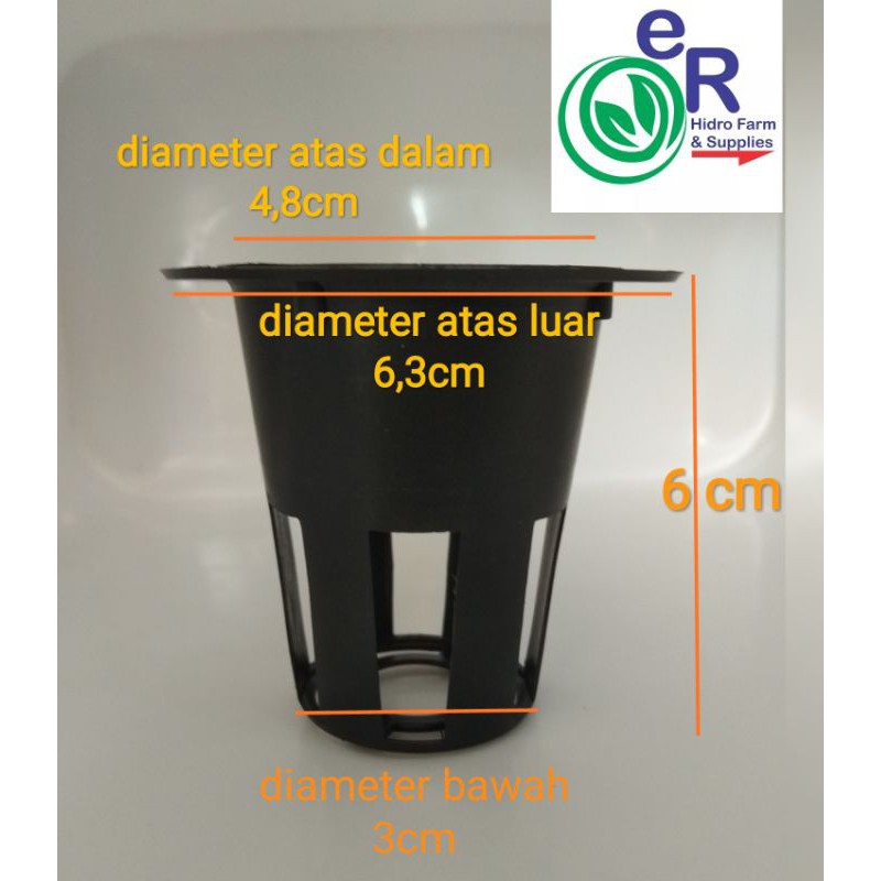 netpot net pot hidroponik 6cm 6 cm warna hitam