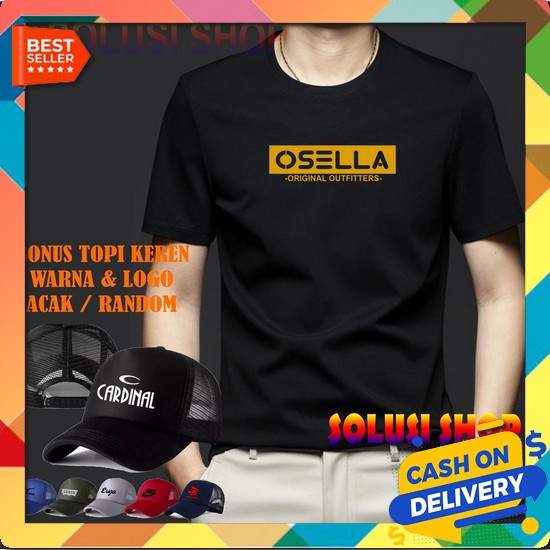Promo Kaos Pria Tshirt Cotton Katun Kasual Casual Sablon Polos Distro  Kaos Pendek Osella Blok Gold