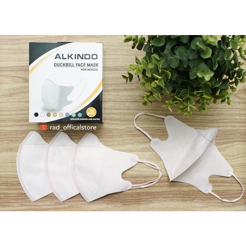 Masker duckbill Alkindo garis warna nude pink isi 50pcs