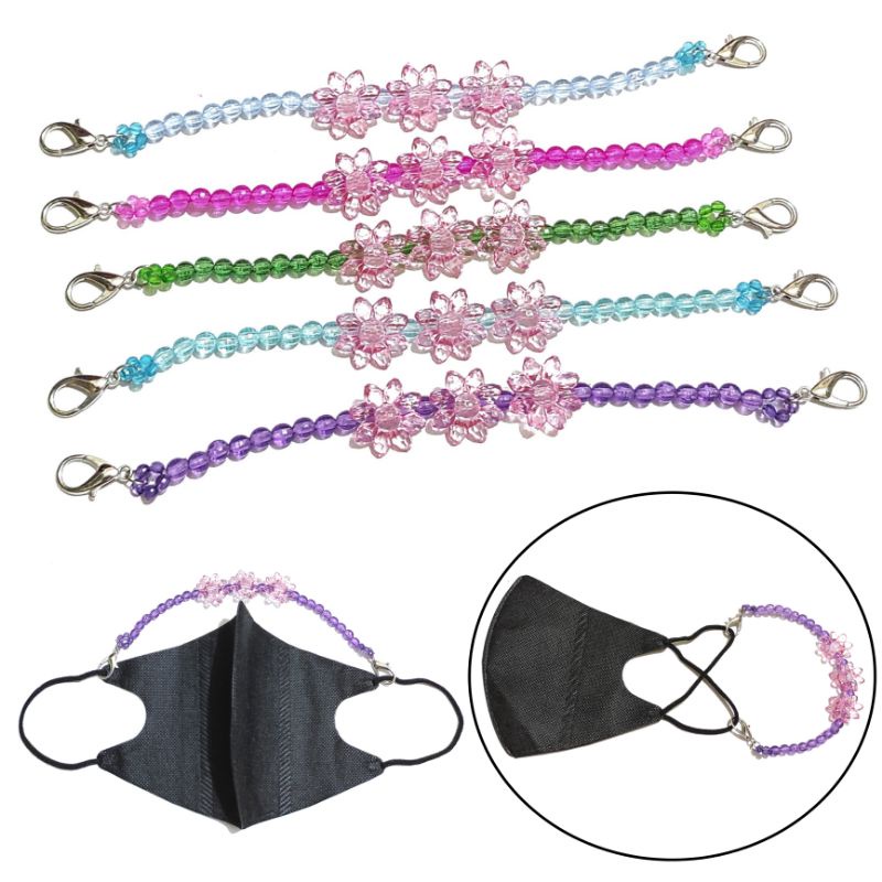 Konektor Masker Hijab Mask Connector Strap Flower Acrilic Strap Extender Jilbab
