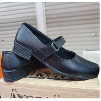 COD Sepatu Pantofel Wanita Cewek Paskibra Hitam Hak 3 cm Bertali Gasper Size 37-41