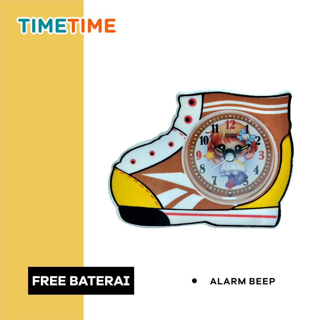 Jam Meja Weker Alarm Clock Bentuk Unik Teko Ban Sepatu Gelas Lucu Murah FREE BATERAI