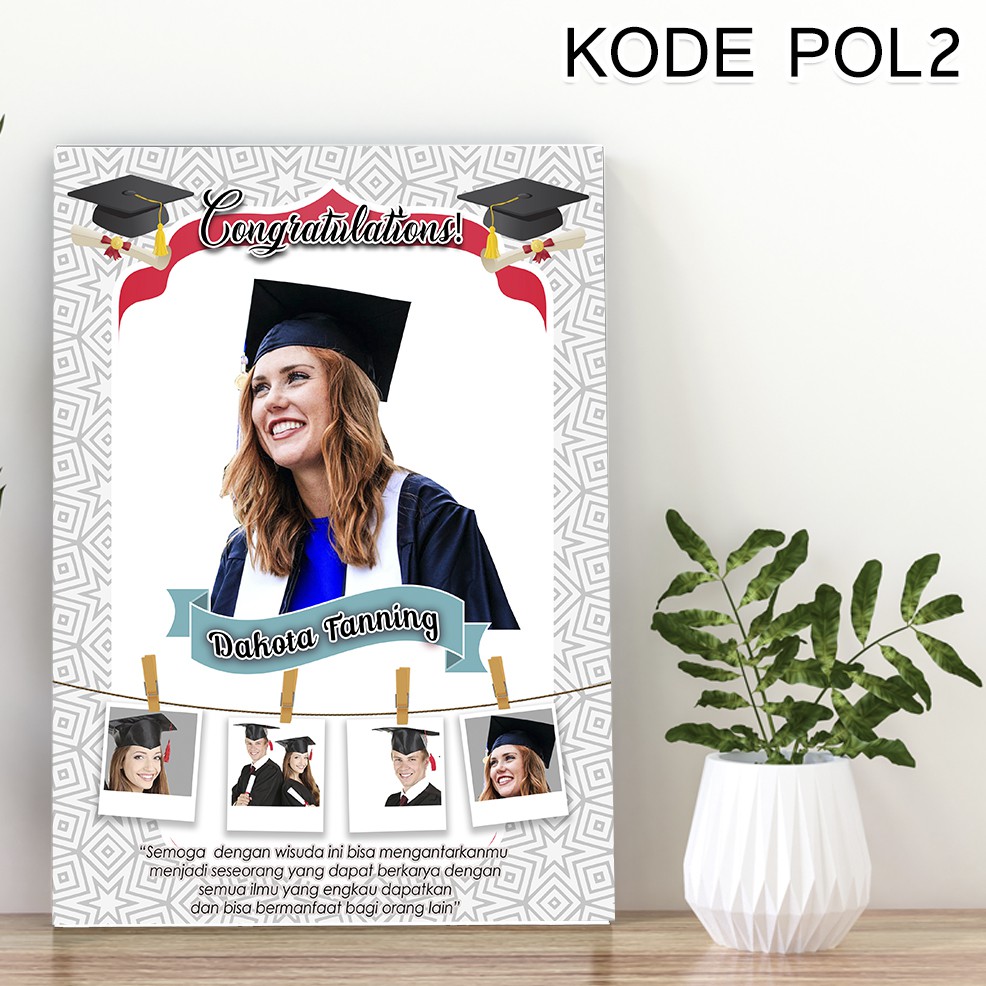 Cetak custom Foto Efek Polaroid + Cetak Papan Kayu MDF 20x30cm WISUDA