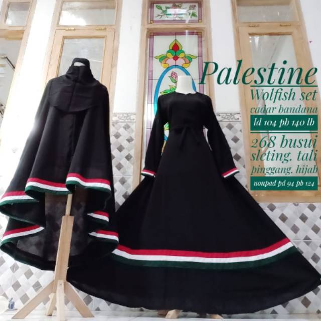 Set Gamis Menyusui 104 Gaza Palestine Syari Cadar