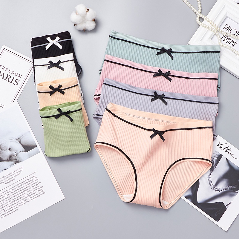 Victoria Underwear Wanita Polos Seamless Adem Cd Seamless Katun Import Celana Dalam Gaya Korea Cd Polos Fashion 2004