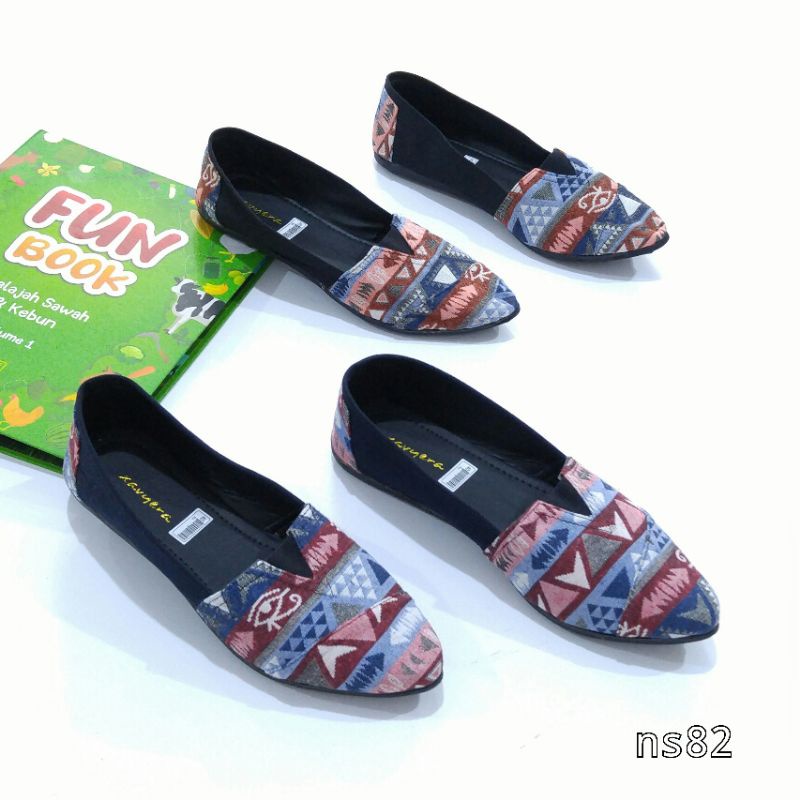 Borneo Sepatu Flat Flatshoes Ballerina Balet Bahan Kanvas  kode ns82