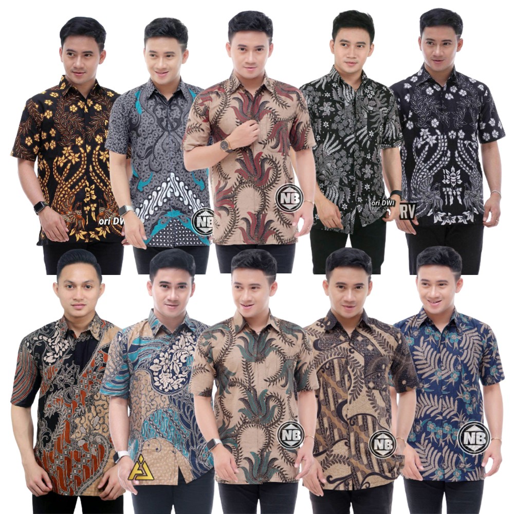 BAJU BATIK PRIA LENGAN PENDEK JUMBO M L XL XXL - HEM BATIK PRIA LENGAN PENDEK PEKALONGAN