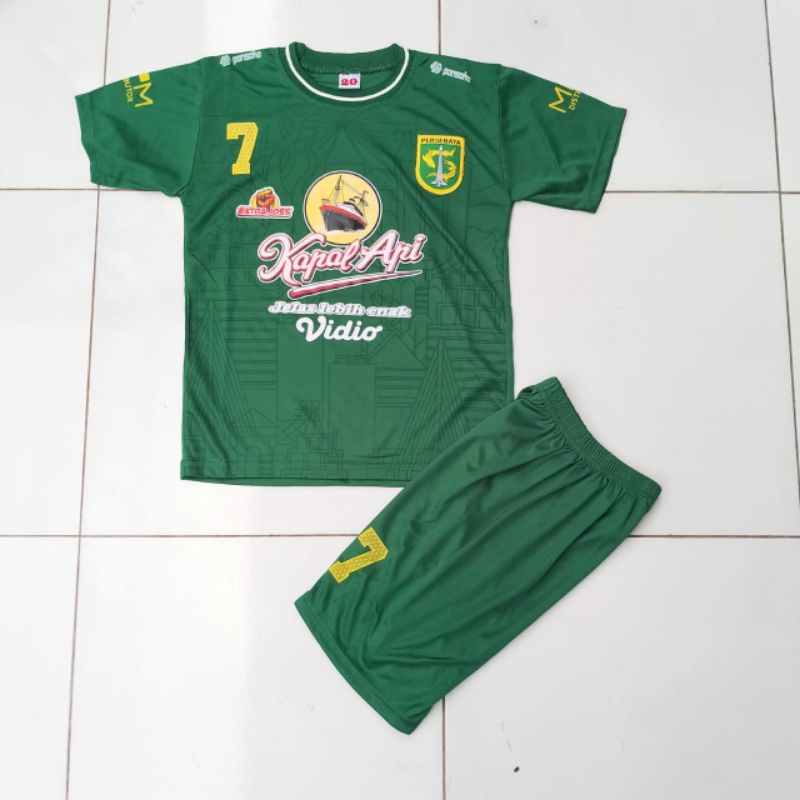 Mulkids. Baju Setelan Bola Persebaya Surabaya / Jersey kaos Bola Anak Laki Laki 2-13thn