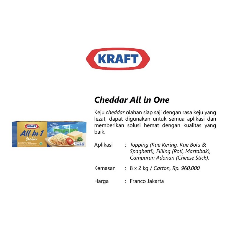 

KRAFT ALL IN ONE 2KG (Keju Blok/ Cheddar)