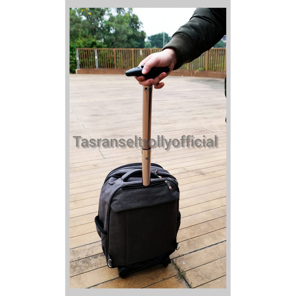 Tas Ransel Troli Laptop 19&quot; Polo Interclub 100%original.Hitam-Black