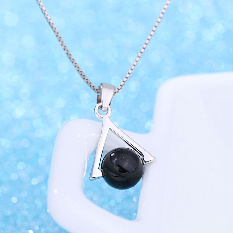 925 Perak Liontin Untuk Wanita Agate hitam alami (Tanpa rantai) Perhiasan Fashion