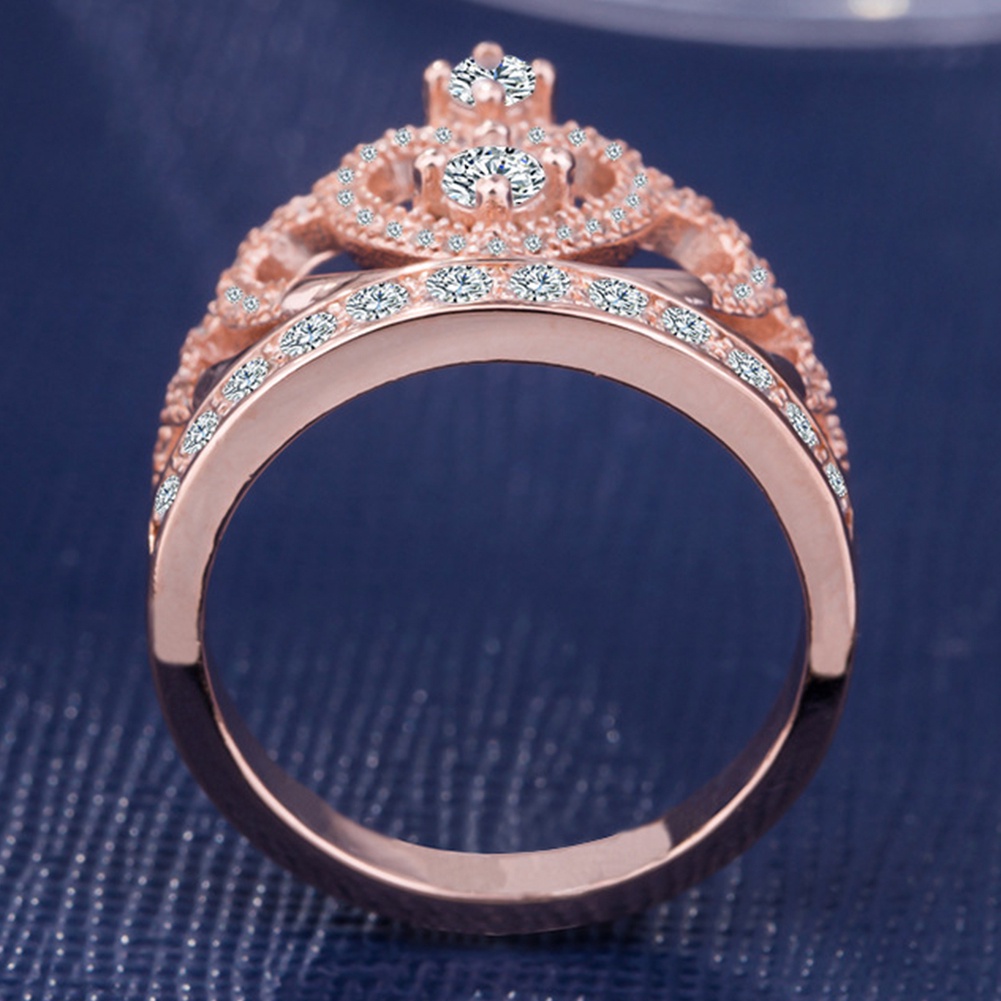 Hu Hu Hu Hu Hu Alat Bantu Pasang Kacamata♡ Cincin Wanita Bentuk Mahkota Hias Cubic Zirconia Untuk Pernikahanhadiah