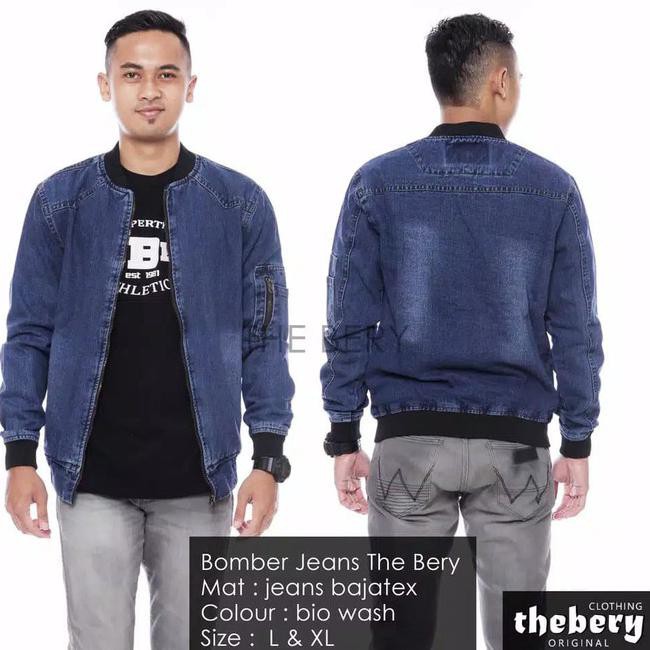 8Frg Jaket Bomber Jeans Pria Polos Original Jaket Levis Cowok Terbaru - Biowast 9Nml