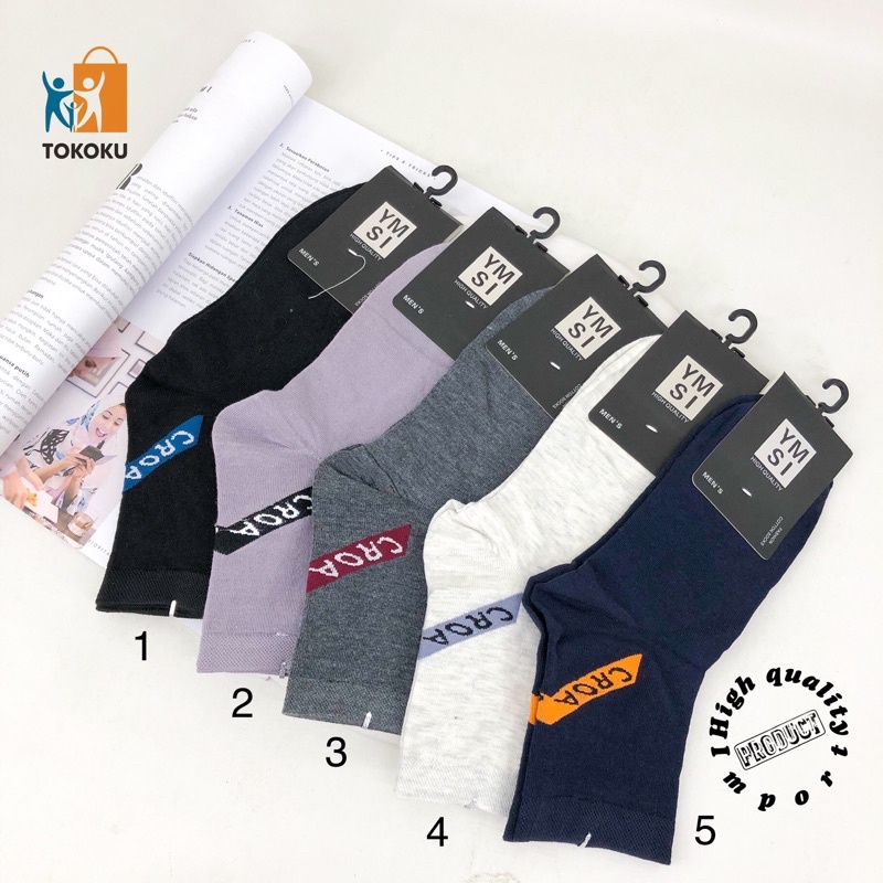 [5 Pasang] Kaos kaki Betis Pria Premium Men Sport Socks Kaoskaki Kantor Cowo Kauskaki Fashion Laki-Laki Kaoskaki Kasual