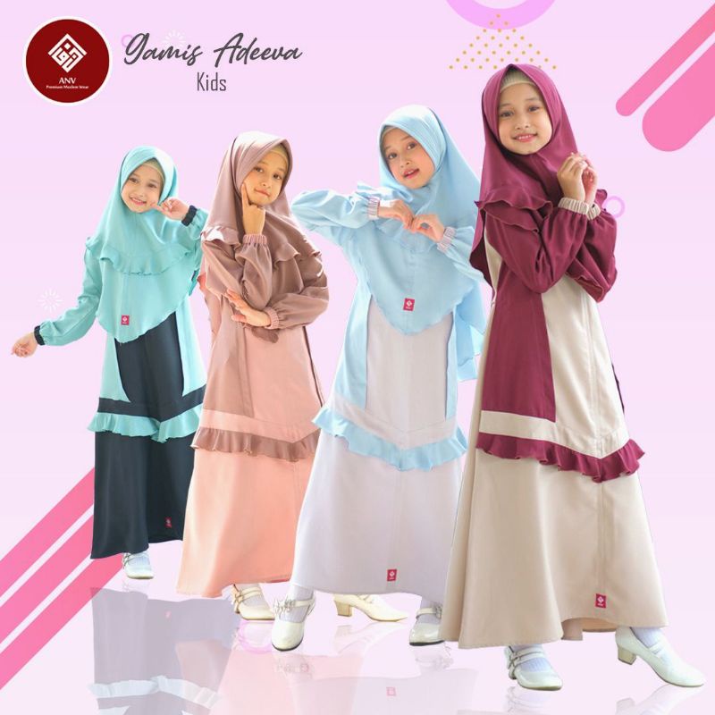 ✅ SETELAN BJU GAMIS ANAK MUSLIM PEREMPUAN ANV ADEEVA SERIES