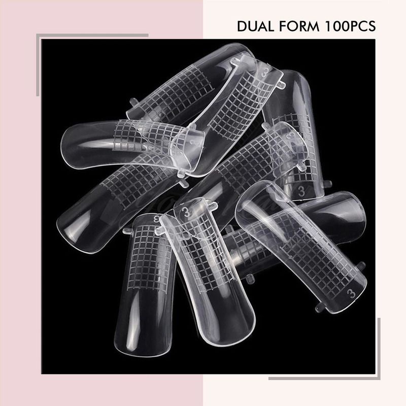 100pcs Dual form nail art extension kuku quick nail dual forms exten kuku gel builder fake nail kuku