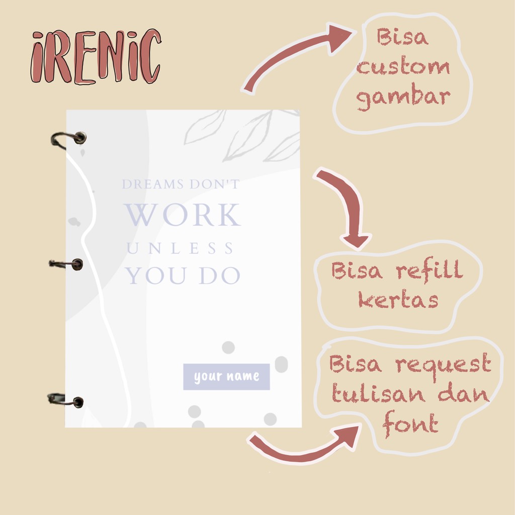 Custom Notebook A5 Hard Cover Buku Catatan Binder Journal