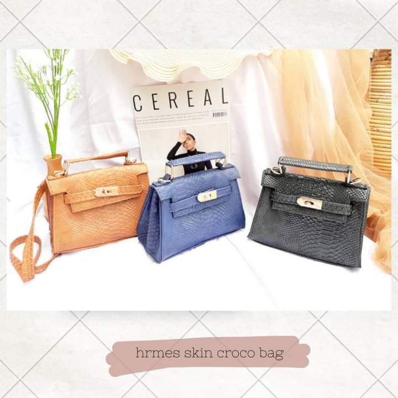 Tas Selempang Wanita Handbag Kelly Croco Skin Bisa Cod