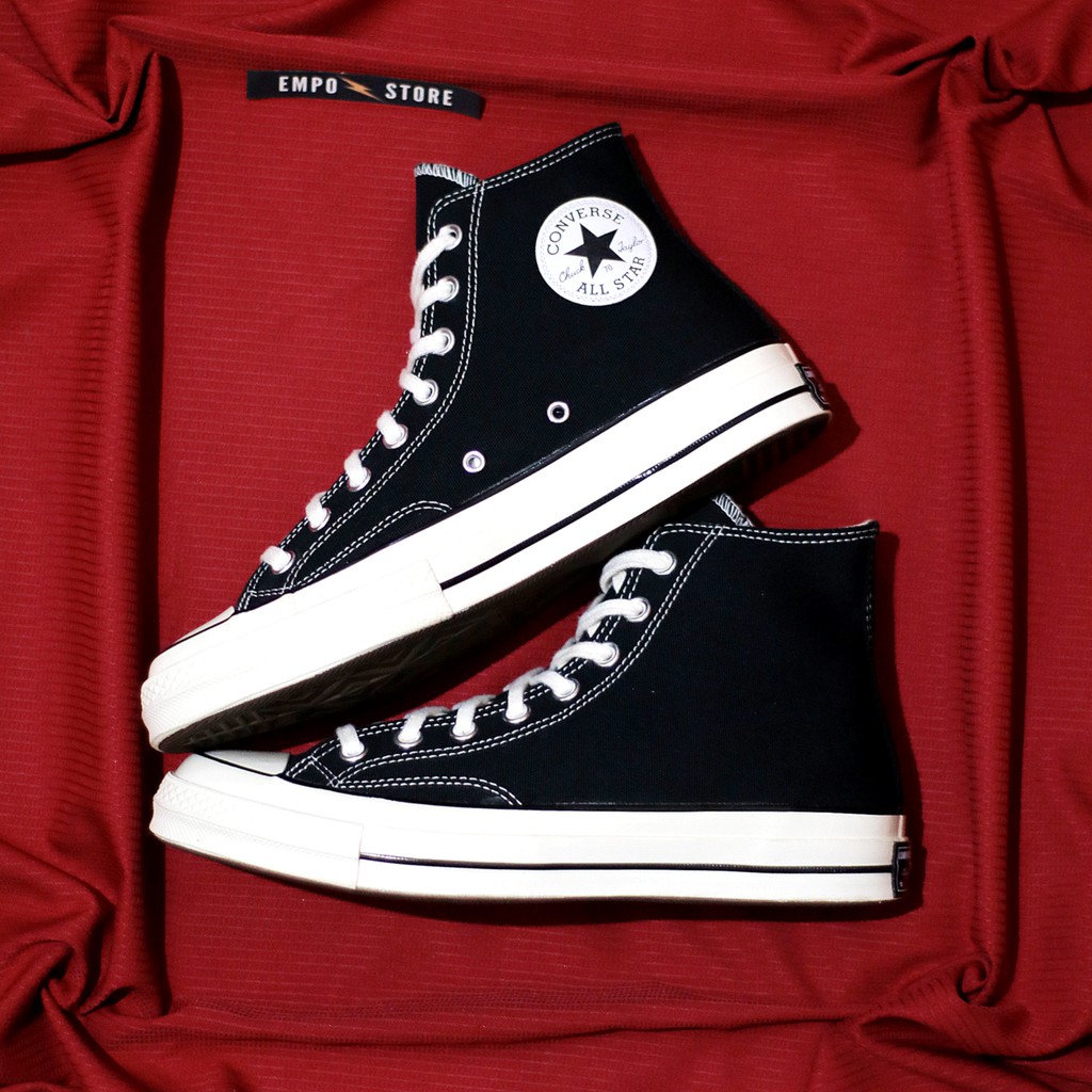 Converse All Star Chuck Taylor 70s Black White Hi Sepatu Kasual Sekolah Pria Wanita