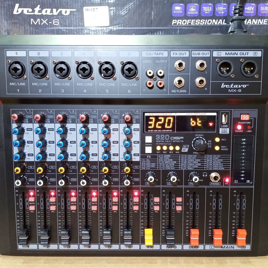 MIXER AUDIO 6 CHANNEL BETAVO MX 6 PROFESIONAL EFFECT DSP 320