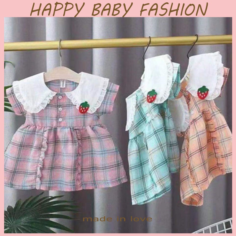 (0-3Tahun) QZ-34 Dress anak perempuan/Gaun kerah besar gaya JK dengan telinga kayu Fashion Anak Impor（4）