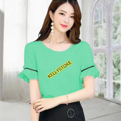 COD BAJU BLUSS BLOUSE LENGAN PENDEK BLUS CEWEK VARIASI PITA BLUS BLOUSE GAYA WANITA KOREA ATASAN WAN