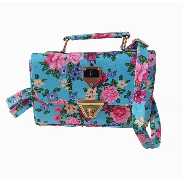 Tas slempang flower logo f hitam S311