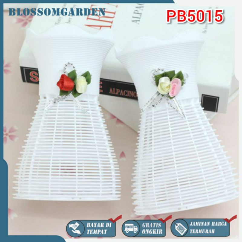 COD/VAS BUNGA PLASTIK POT BUNGA HIAS POT PUTIH PANJANG POT BUNGA MURAH PB5015
