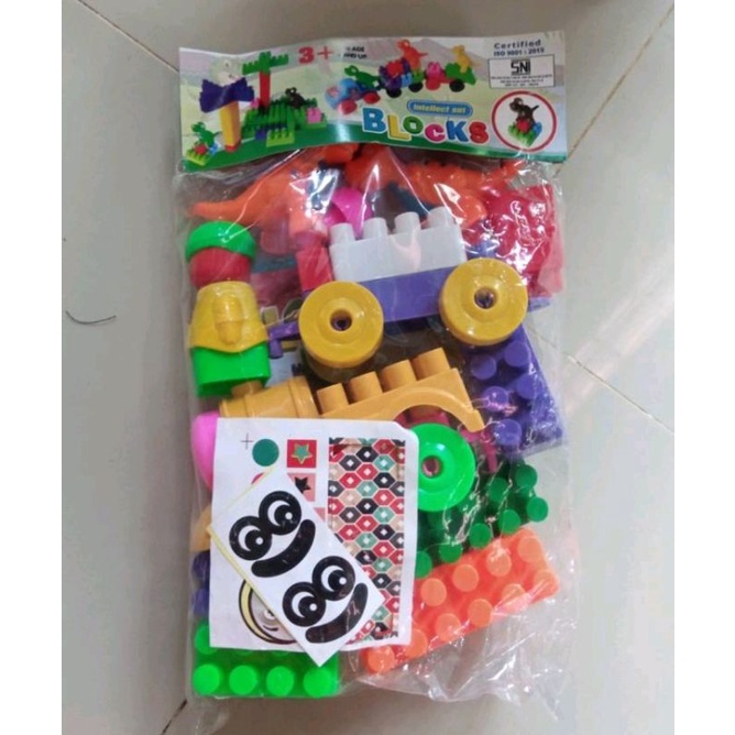 mainan anak edukasi lego block besar plus 2 robot / LEGO BLOCK KERETA / MOBIL DAN 2 ROBOT