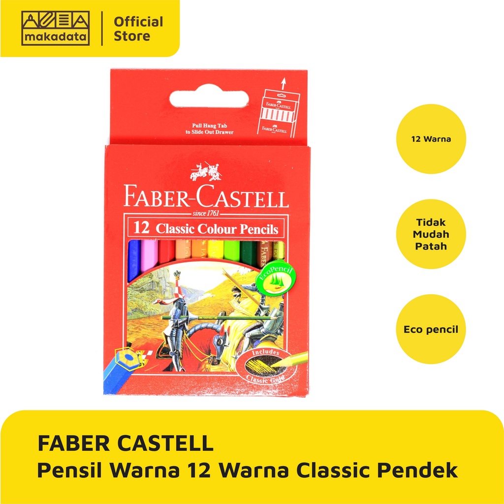 

COLOUR PENCIL / PENSIL WARNA FABER CASTELL 12 WARNA CLASSIC PENDEK MURAH