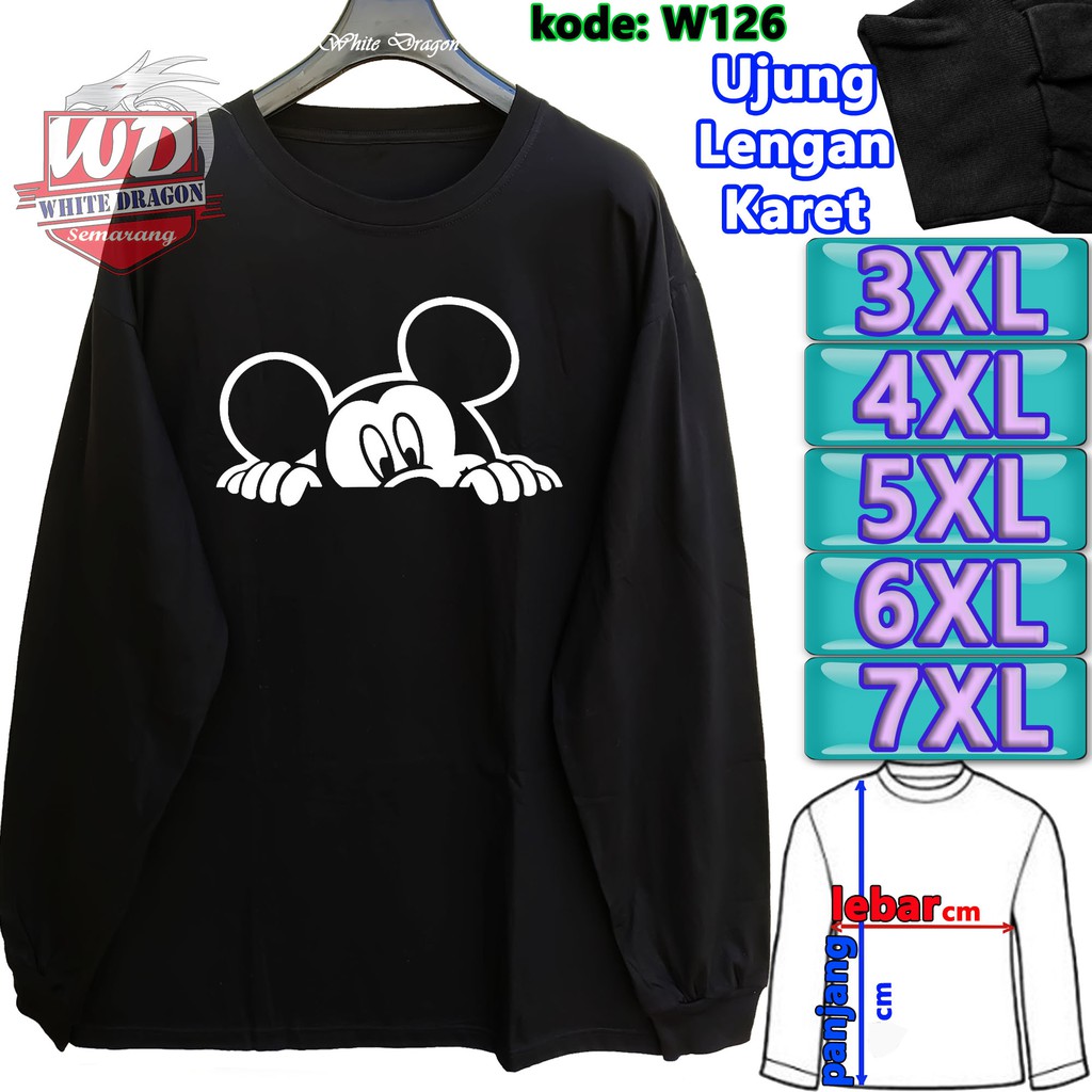 KAOS LENGAN PANJANG mickey mouse JUMBO 3XL 4XL 5XL 6XL 7XL W126