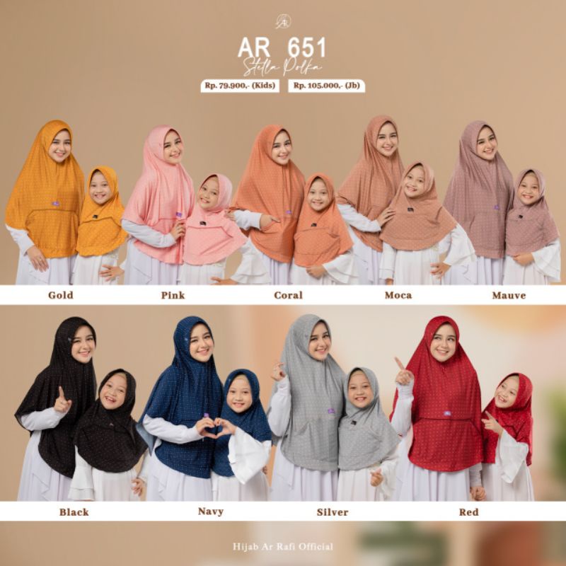 Jilbab hijab kerudung motif polkadot kantong wanita cantik terbaru terlaris kode Ar 651 ORI asli by 