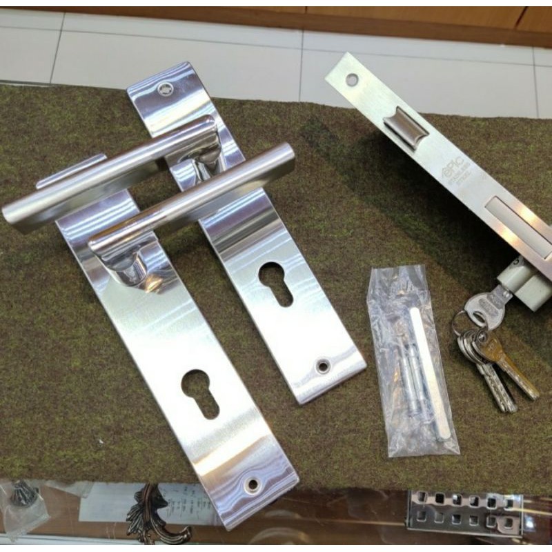 handle pintu kamar tidur set stainles / hendel paket komplit BISA COD / gagang pintu kamar satu set