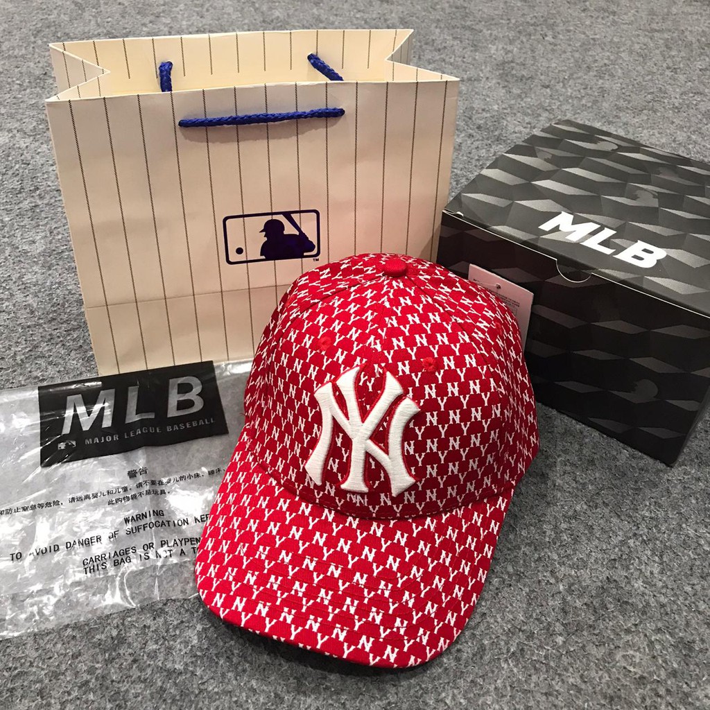 Topi MLB Original Import - NY Monogram Red Logo White