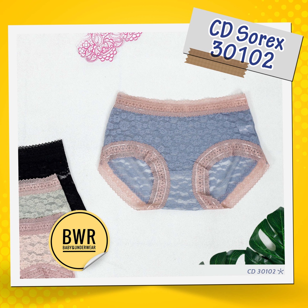 CD Sorex 30102 Renda Transparan / Celana Dalam Lingerie Wanita Sexy Hot Motif Bunga | Bwr