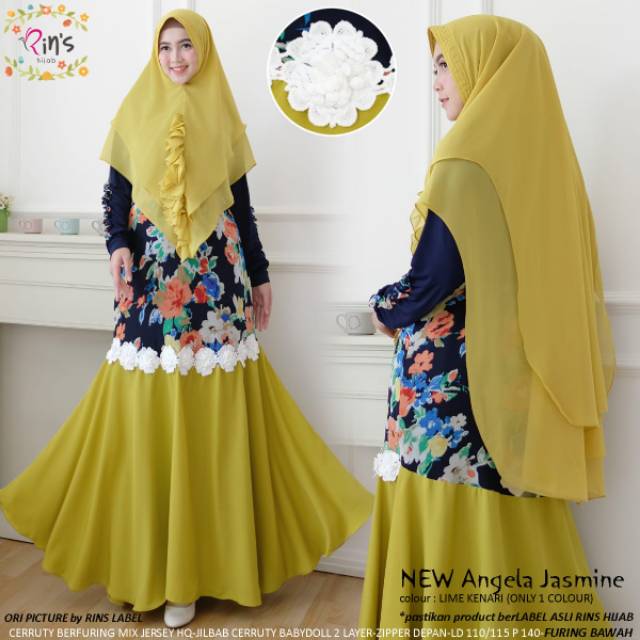 RHS ~ new angela jasmine syari gamis pesta syari premium jumbo busui ori solo by rins hijab