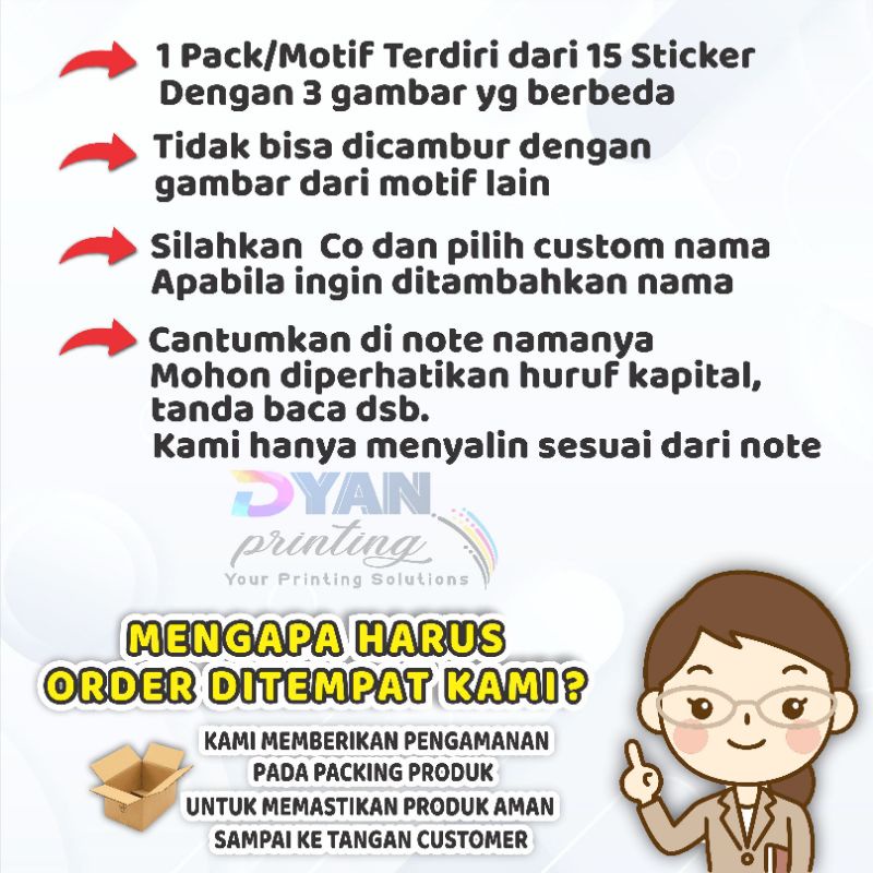 15 PCS STICKER LABEL BUKU CUSTOM NAMA